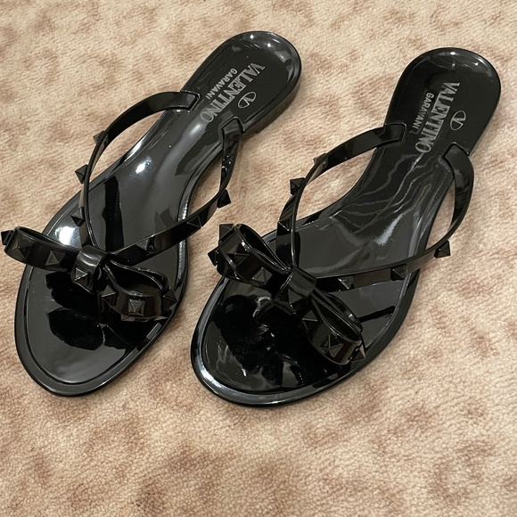 Rare all black Valentino Rock Stud sandals! Black Rock Studs! - Picture 1 of 8